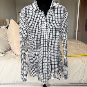 Halogen Black and White Checkered Button Down Shirt